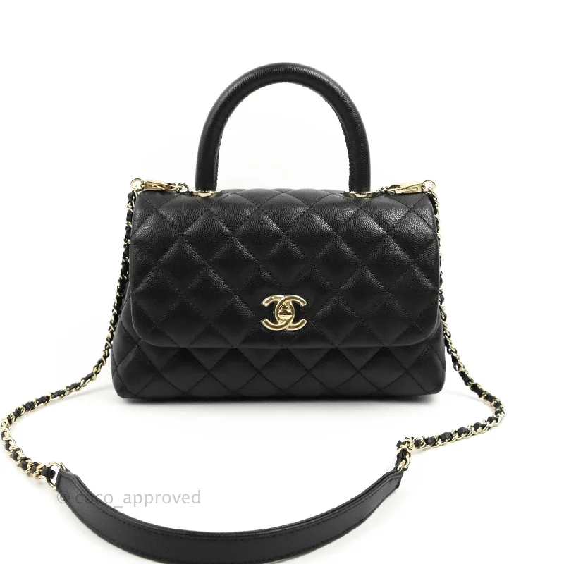 Chanel Small Coco Handle Black Caviar Gold Hardware