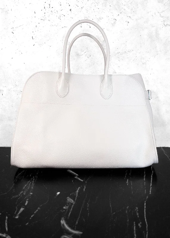 The Row Soft Margaux 15 Lux Grained Calfskin Top Handle Bag