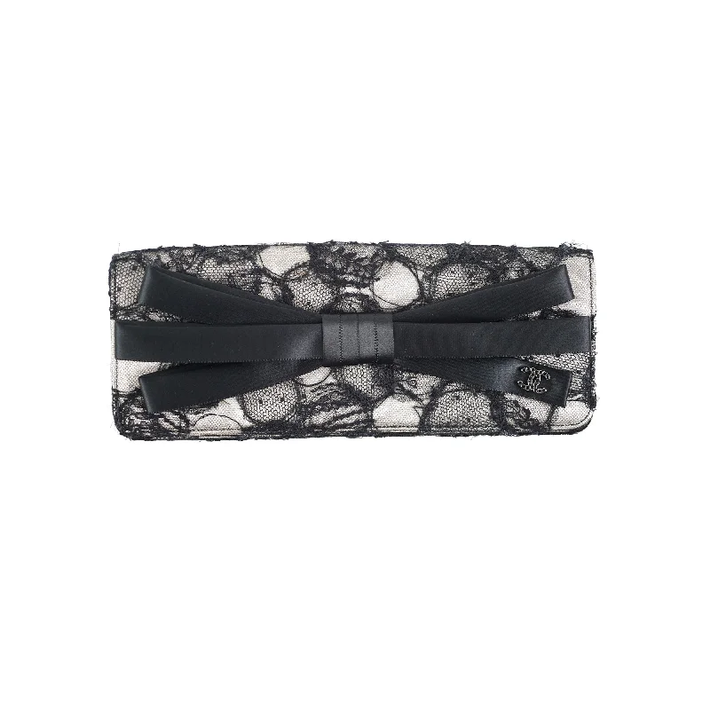 Chanel Lace Bow Clutch Black