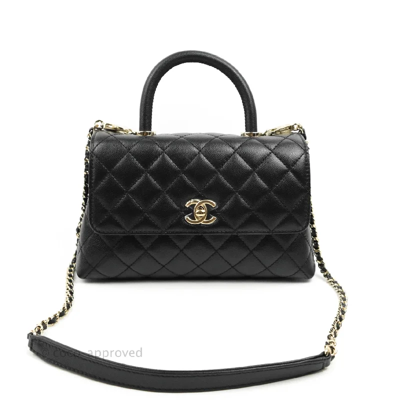 Chanel Small Coco Handle Black Caviar Gold Hardware