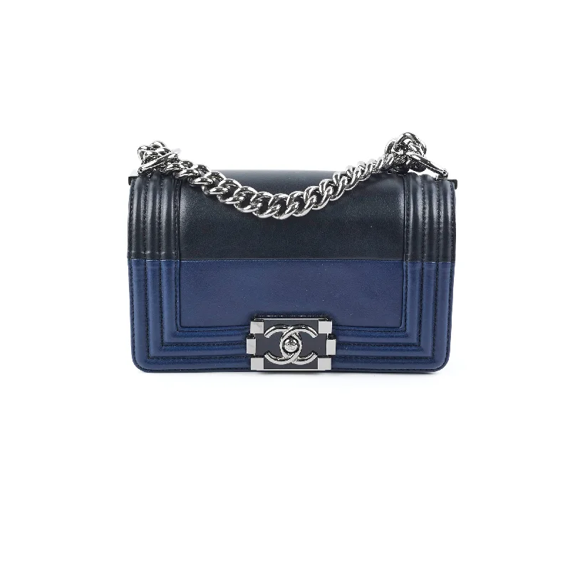 Chanel Boy Small Black/Navy Blue