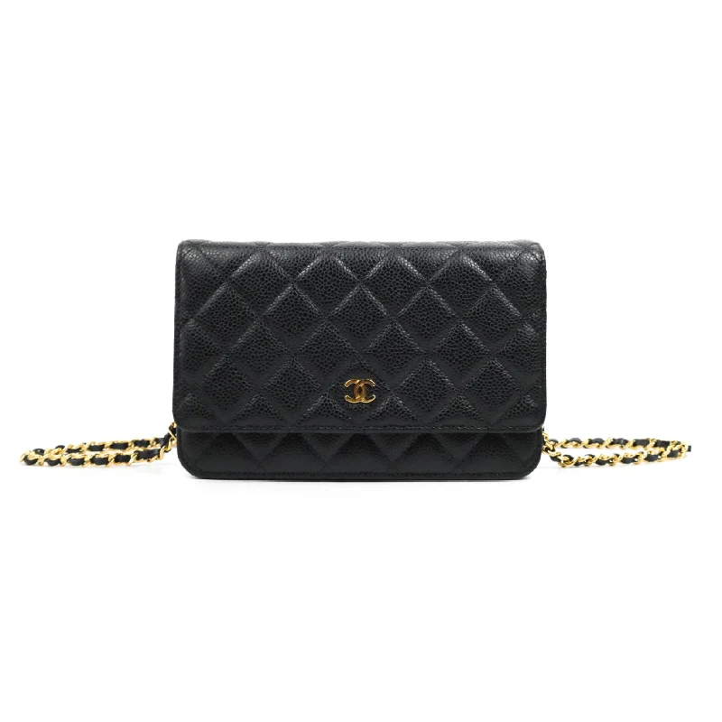 Chanel Quilted Wallet on Chain WOC Black Caviar Gold Hardware