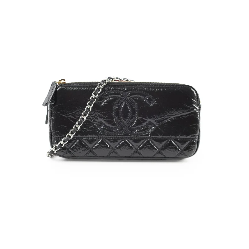 Chanel Double Zip Wallet On Chain WOC Black