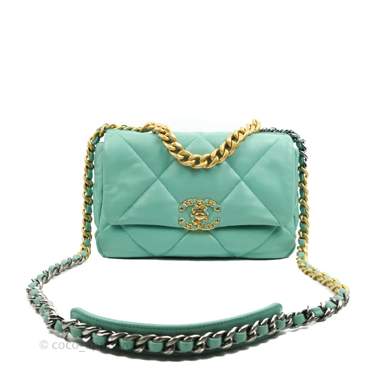 Chanel 19 Small Tiffany Blue Mixed Hardware