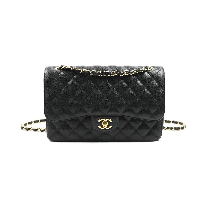 Chanel Jumbo Double Flap Black Caviar Gold Hardware⁣⁣