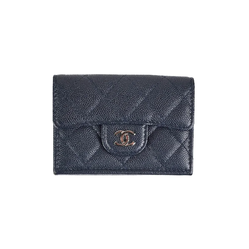 Chanel Caviar Compact Wallet Navy