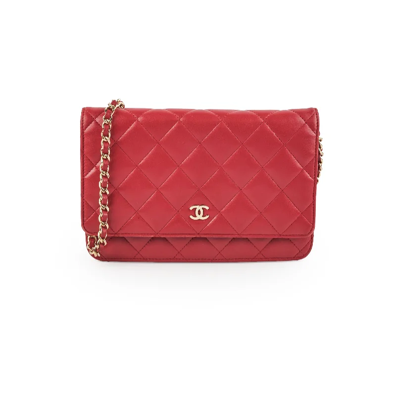 Chanel Wallet On Chain WOC Lambskin Dark Pink