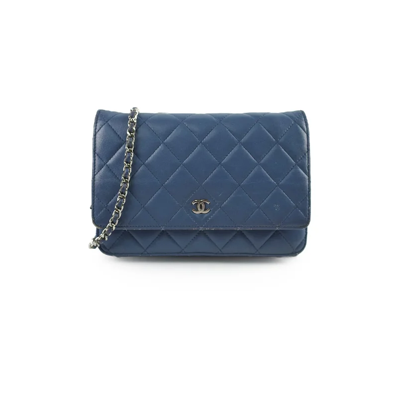 Chanel Wallet On Chain WOC Blue Lambskin Crossbody Bag