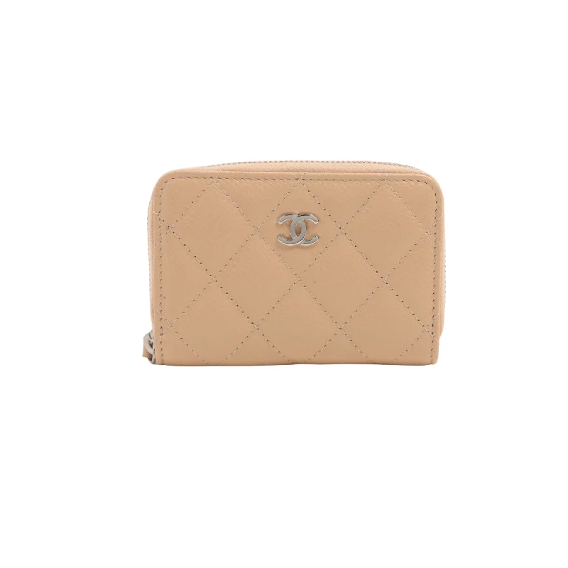 Chanel Caviar Coin Card Holder Beige