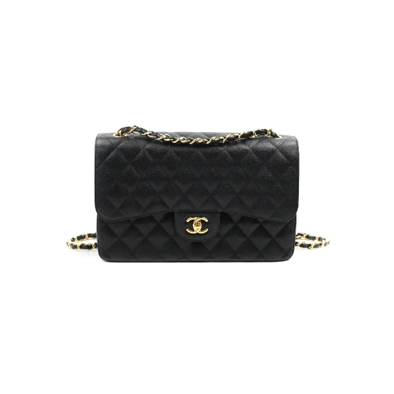 Chanel Jumbo Double Flap Black Caviar Gold Hardware⁣⁣