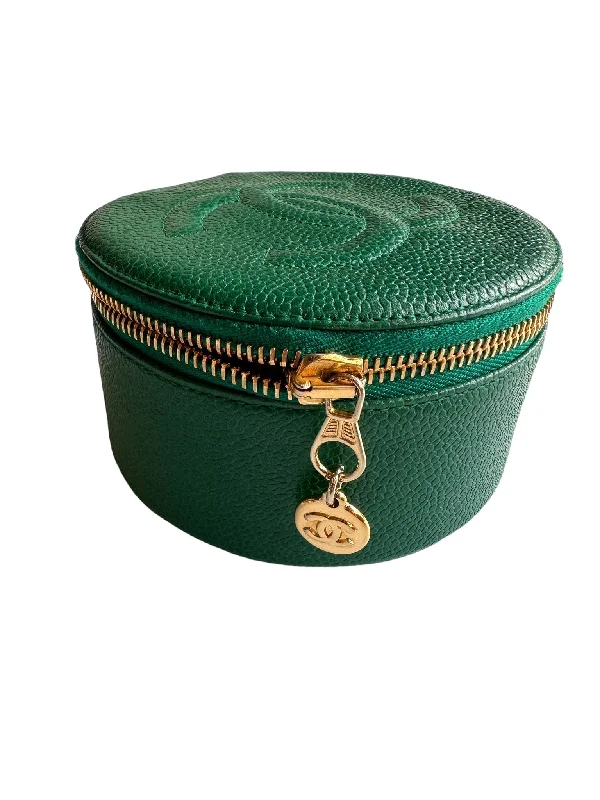 Chanel Vintage Jewellery Box Green Caviar GHW SKC1652