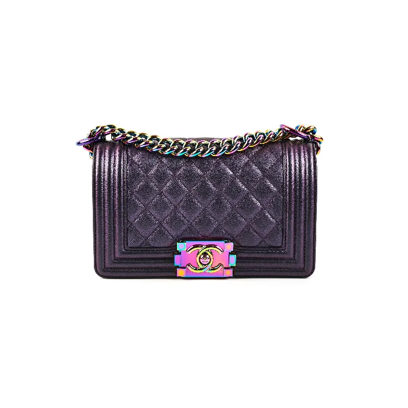 Chanel Small Boy Mermaid Iridescent Purple Shoulder Bag