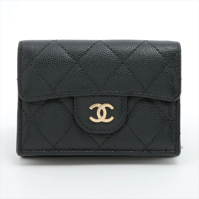 Chanel Compact Caviar Black Wallet - Microchipped