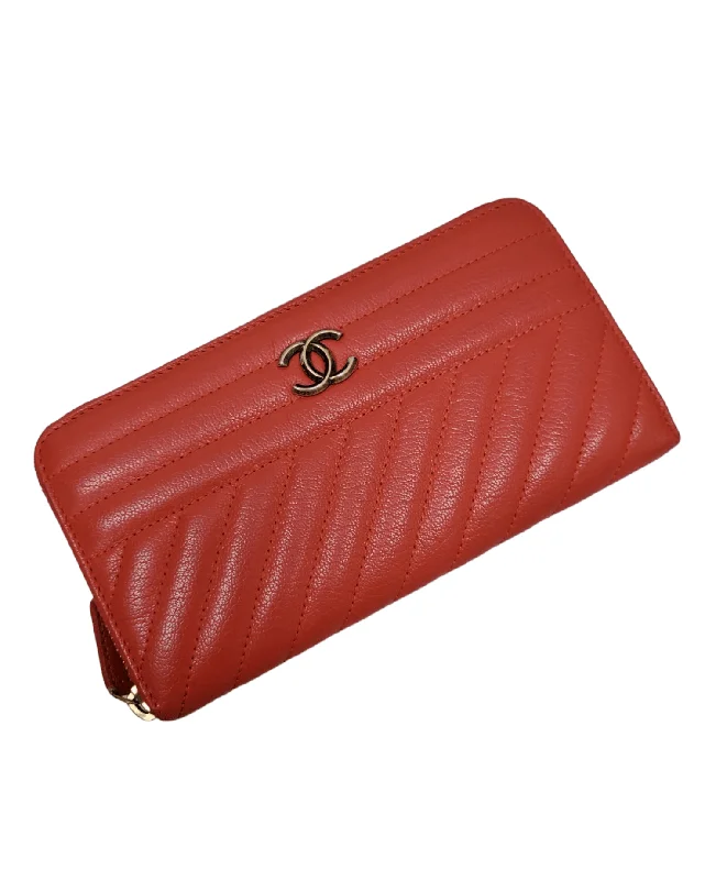 Chanel Zip Wallet Red Calfskin RHW SKC1221