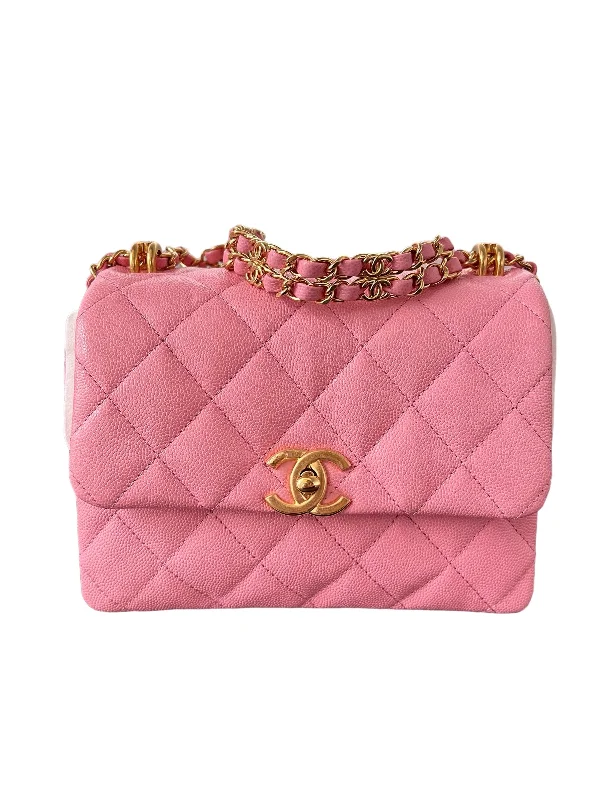 Chanel Seasonal Pink Caviar Flap Small Square Matte GHW SYCY226