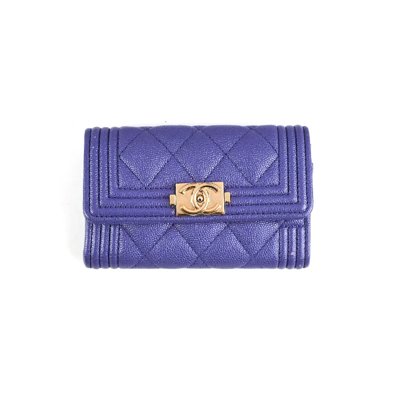 Chanel Boy Flap Wallet Purple