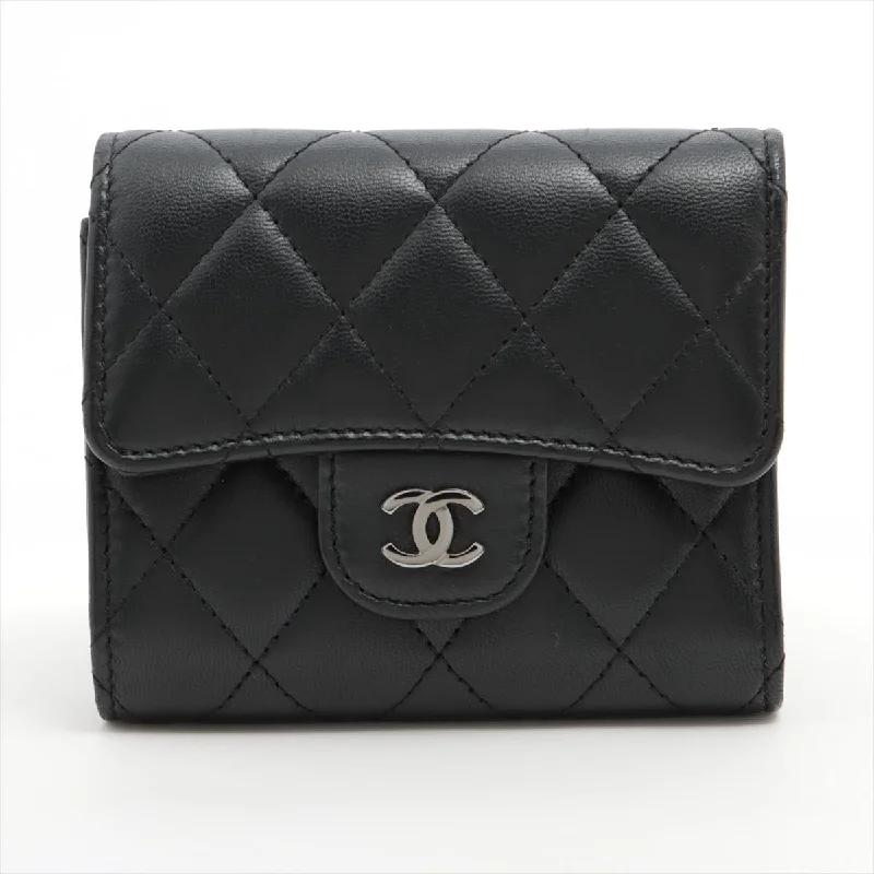 Chanel Black Lambskin Compact Wallet - Series 22