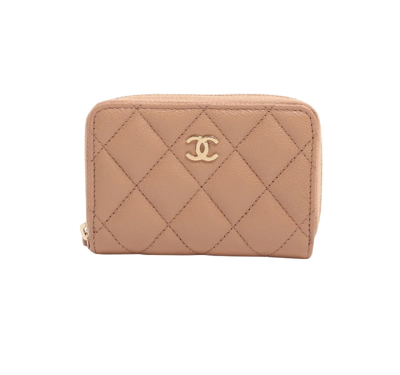 Chanel Zipper Caramel Card Case (microchipped)