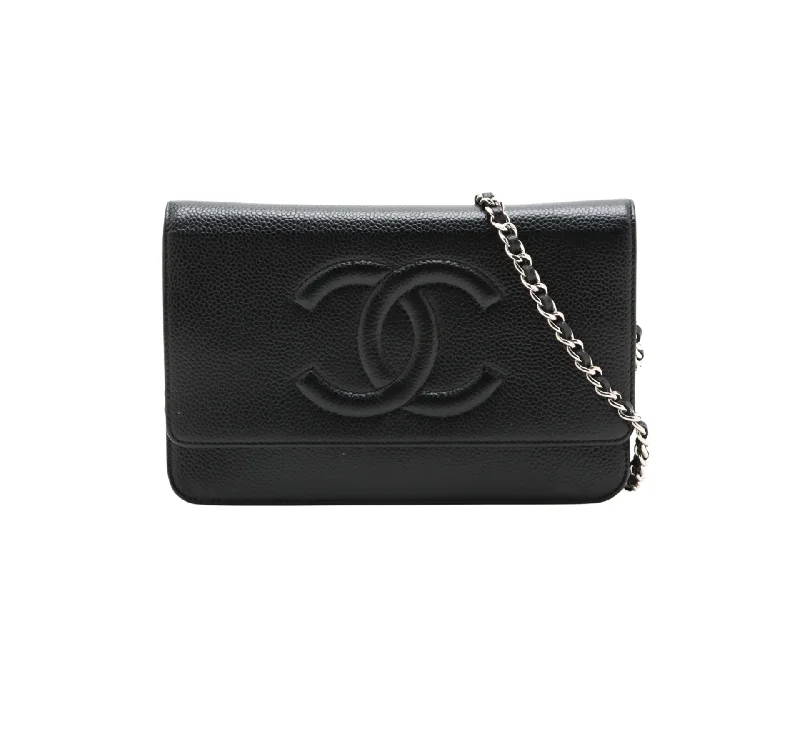 Chanel Coco Mark Caviar Black Wallet On Chain WOC