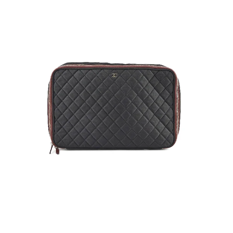 Chanel Quilted Laptop Zipper Case Black